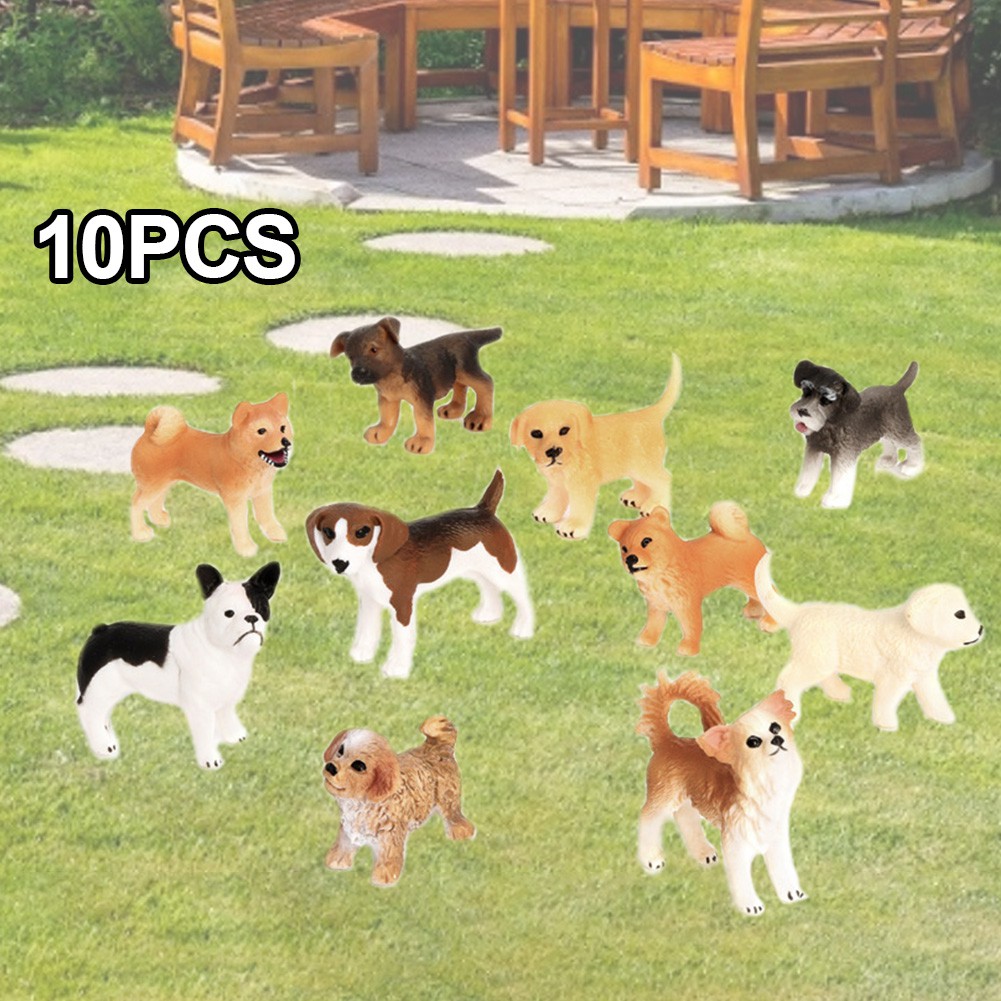 PLAY♥♡ 10PCS Dog Figurines Playset Realistic Detailed Plastic Puppy