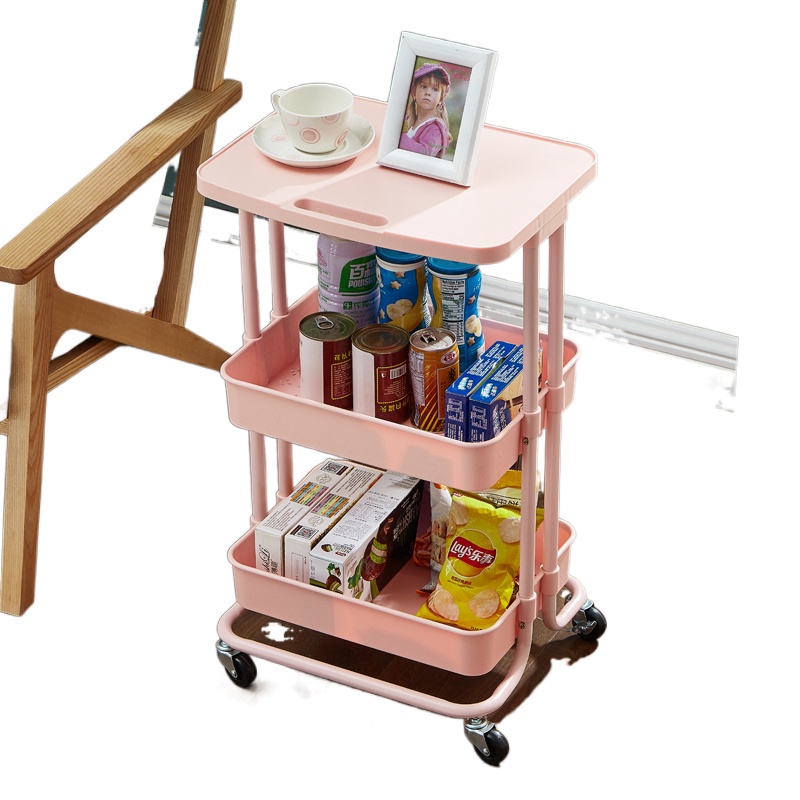 Yali Home 1027 3 Tier Storage Rack Plastic Flat Trolley Carts Shelf