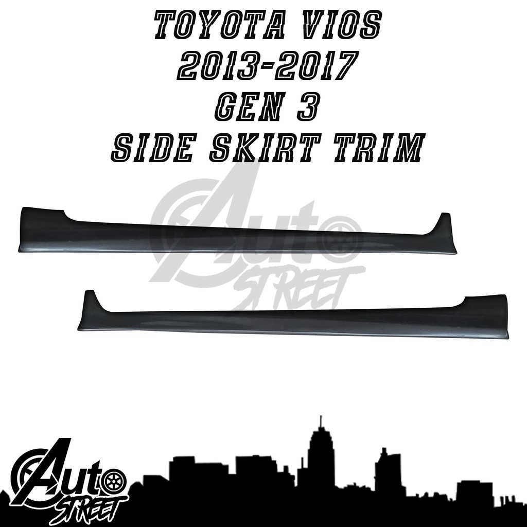 Toyota Vios 20132017 GEN 3 Side Skirt Trim (Black) Shopee Philippines