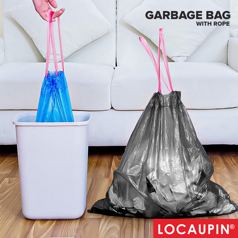 LOCAUPIN Household Plastic Drawstring Trash Bag with Holder Recycling Wastebasket Garbage Can