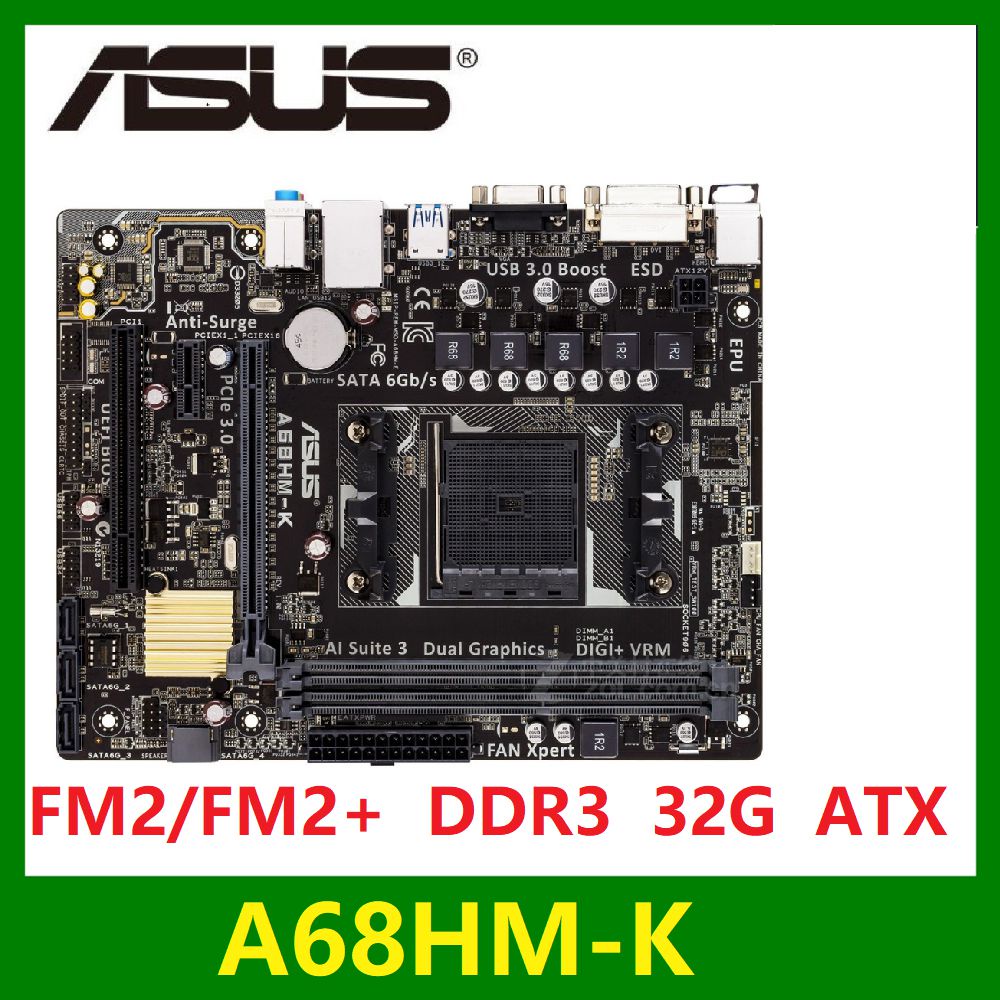Asus A68HMK Desktop Motherboard AMD Socket FM2/FM2+ RAM DDR3 32GB a68