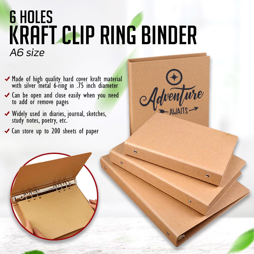 Kraft Paper Shell 6 Holes Binder A6 / 4 Holes Binder A4 Shopee
