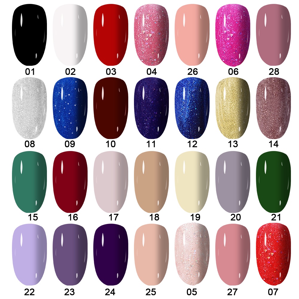 Gel Nail Polish Set 28 Colors Soak Off UV /LED Nail Lamp Base Top Coat
