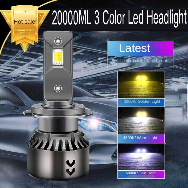 2X h4 H7 Led 3 Color 20000LM 75w 3000k 4500k 6000k 12v Canbus Car h1 h3