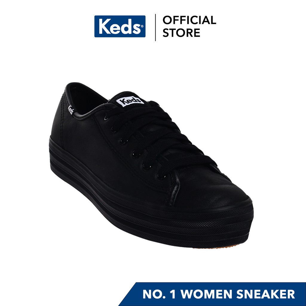 Keds Triple Kick Leather Flatform Sneakers (Black) WH57311 Shopee