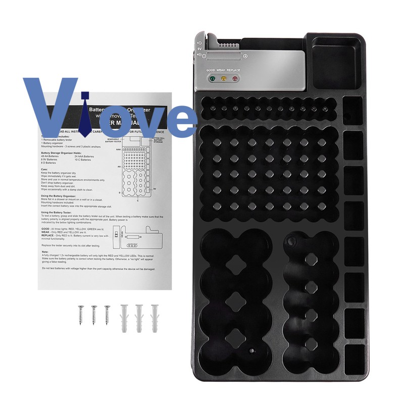 Battery Storage Organizer Holder with Tester Small Watch Batteries