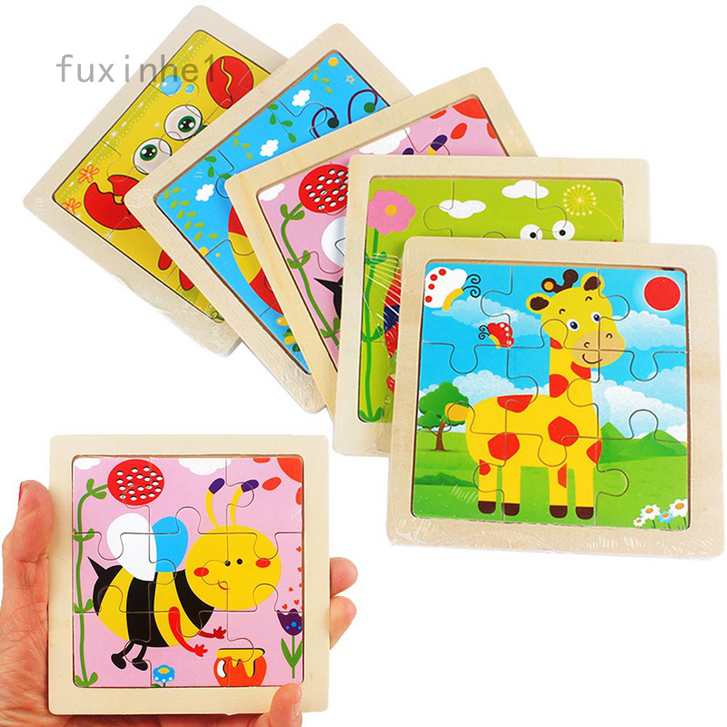 Kids Toy Wood Puzzle Small Size 11*11cm Wooden 3D Puzzle Jigsaw for