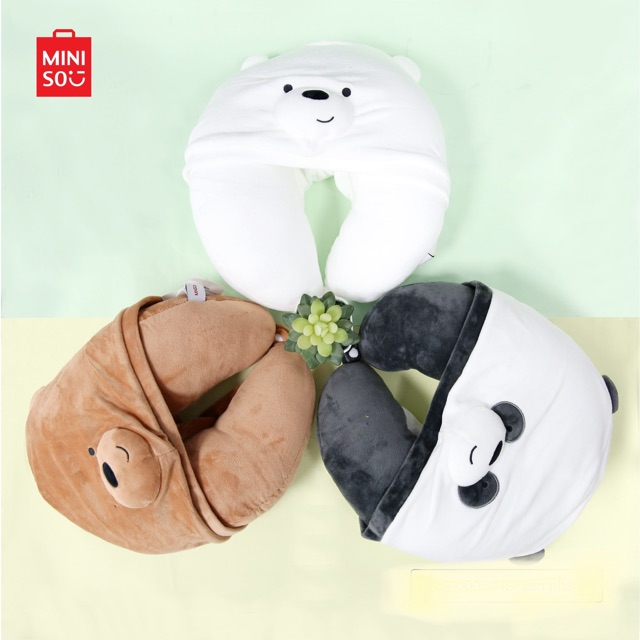 Miniso We Bare Bears Neck Pillow with Hood Shopee