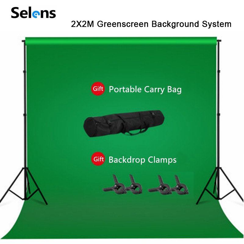 Selens Green Screen Stand Kit Muslin Backdrop Photo Studio with