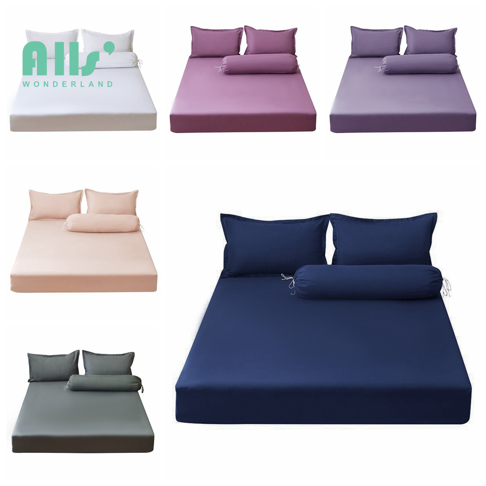 Allswonderland Bolster case solid color fitted sheet queen size bed