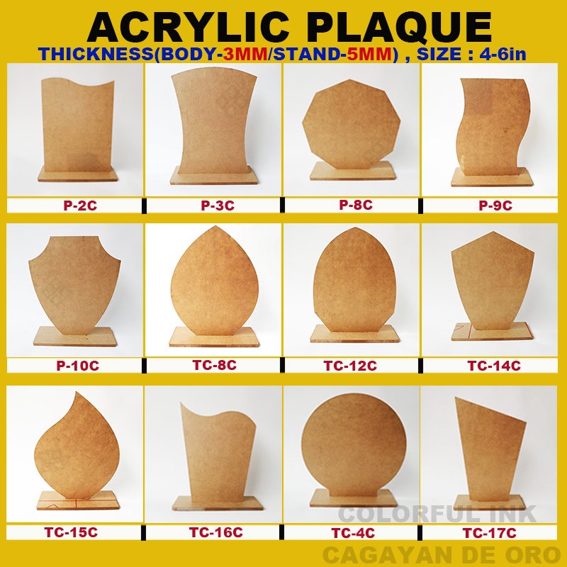 (2 IN 1)Plaque Blank Acrylic Clear / Transparent, Trophy, Awards 6INCH