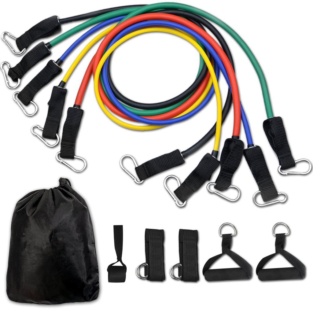 11 pcs Resistance Band Set,with 5 Exercise Bands