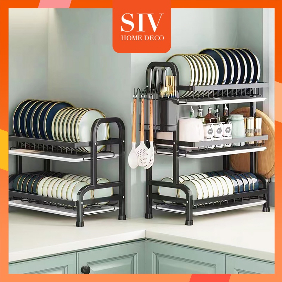 SIV 2/3Tier Dish Rack Dish Drainer Drying Rack Kitchen Countertop
