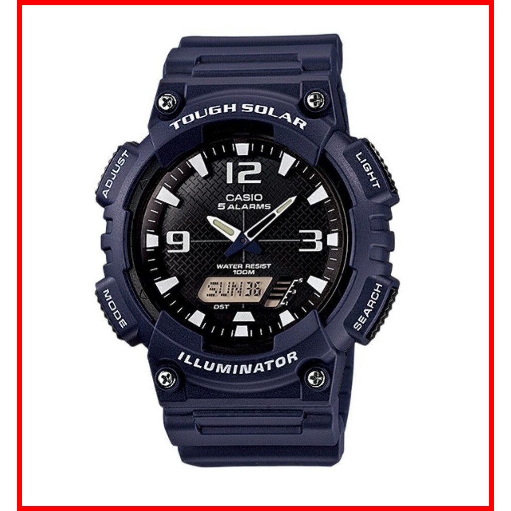 Casio Men's Five Alarm Solar Powered Illuminator Black AQS810W1A2VEF