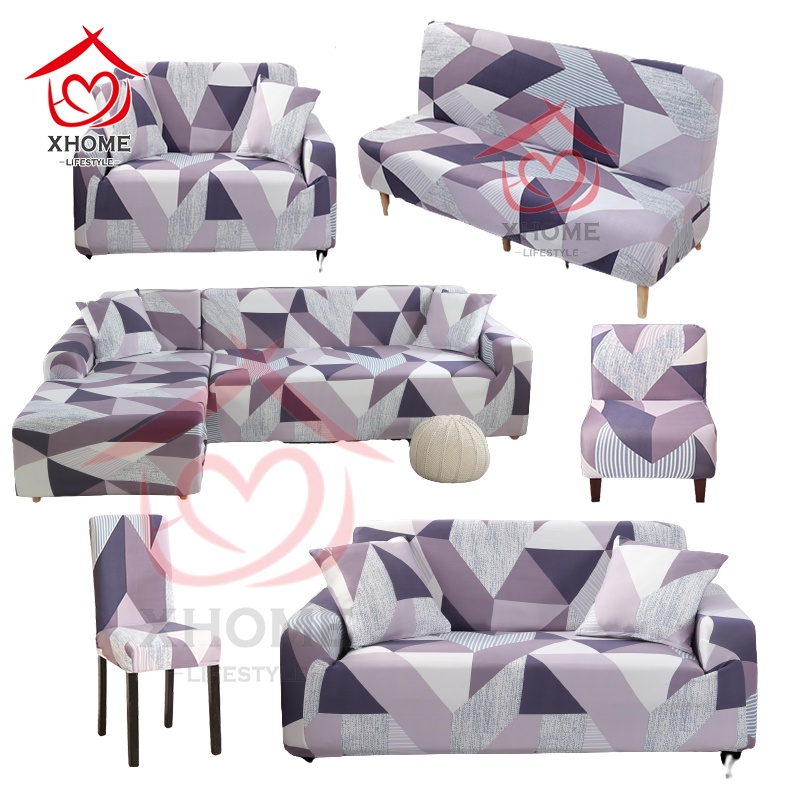 Violet purple 1 2 3 4 seater l shape stretchable sofa cover elastic