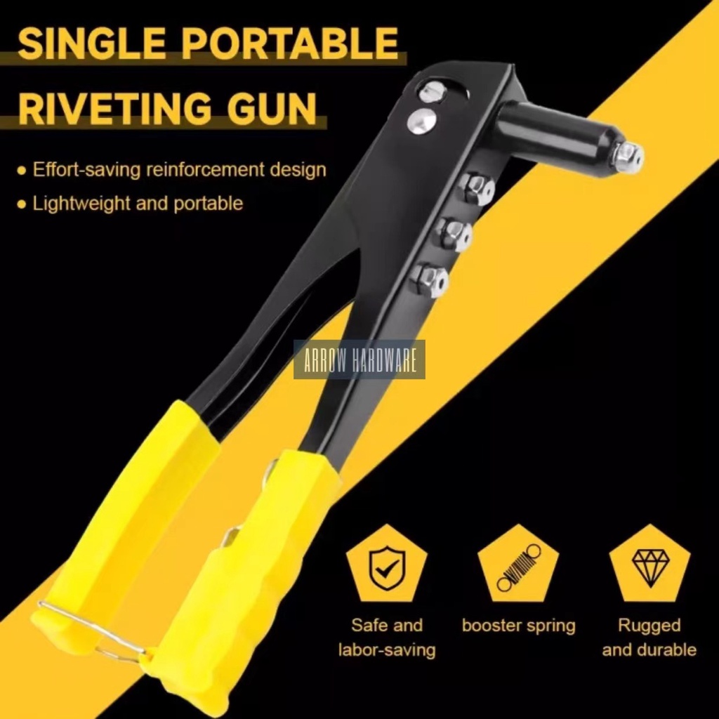 Hunter 1PCS Pop Rivet Gun Yellow Steel Iron Hand Riveter Blind Gun