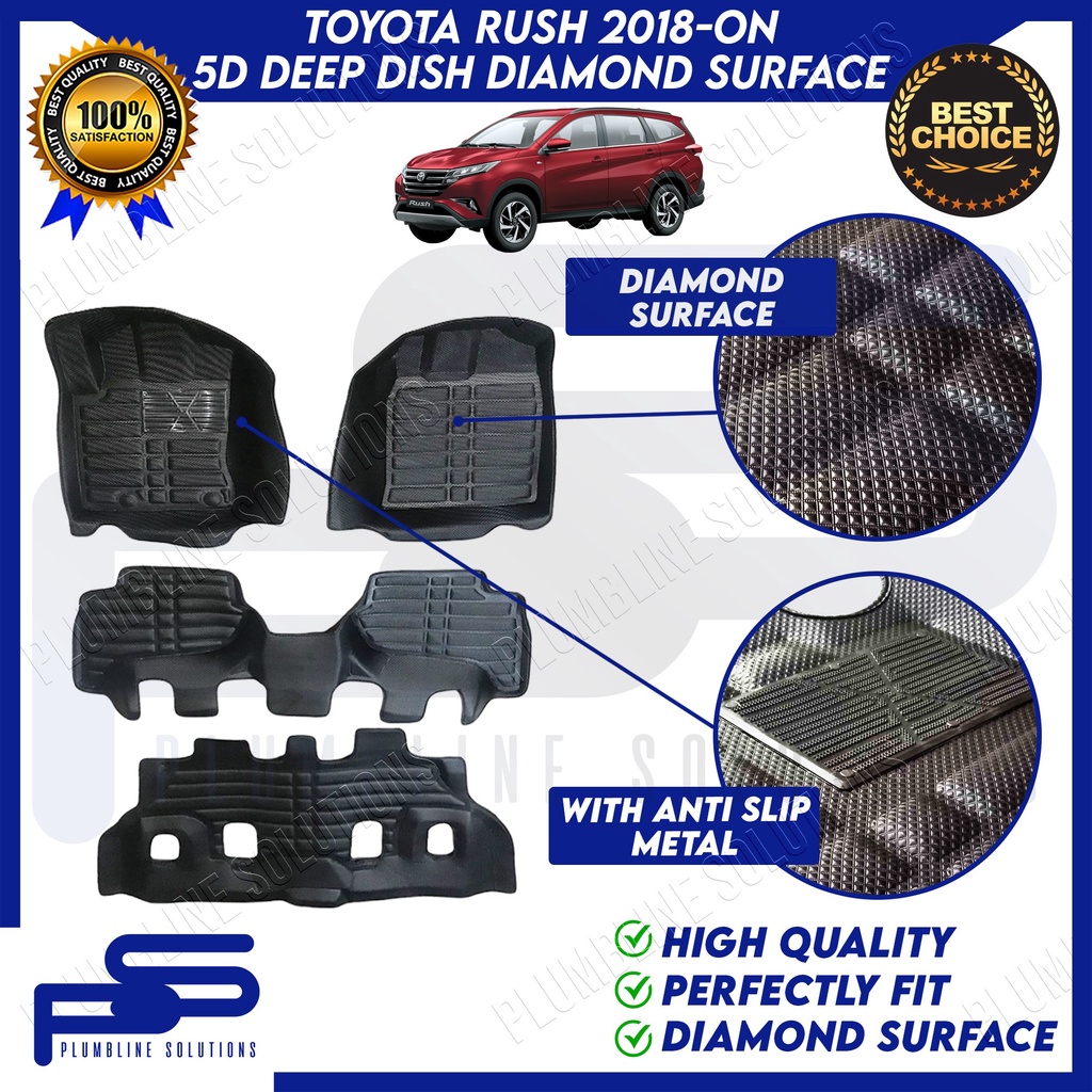 5D Black Diamond Surface Deep Dish Matting for Toyota Rush 2018 2021