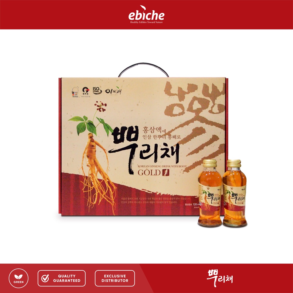 Ebiche Bburiche Korean Red Ginseng Drink with Root Gift Package