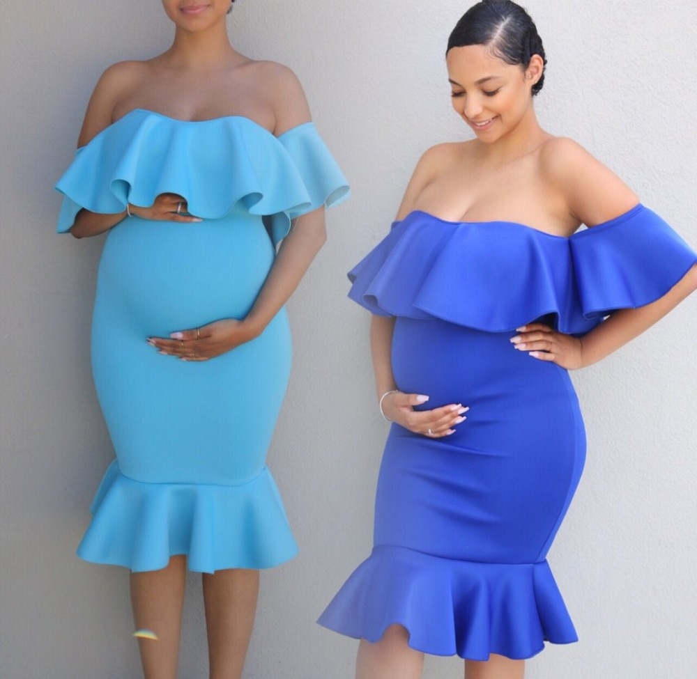 Ruffles Maternity Pregnancy Dress Photography Props Sexy Maternity