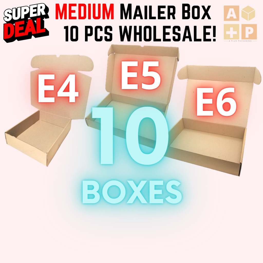 10 pcs (E4, E5, E6) WHOLESALE Mailer Box Corrugated Packaging Boxes