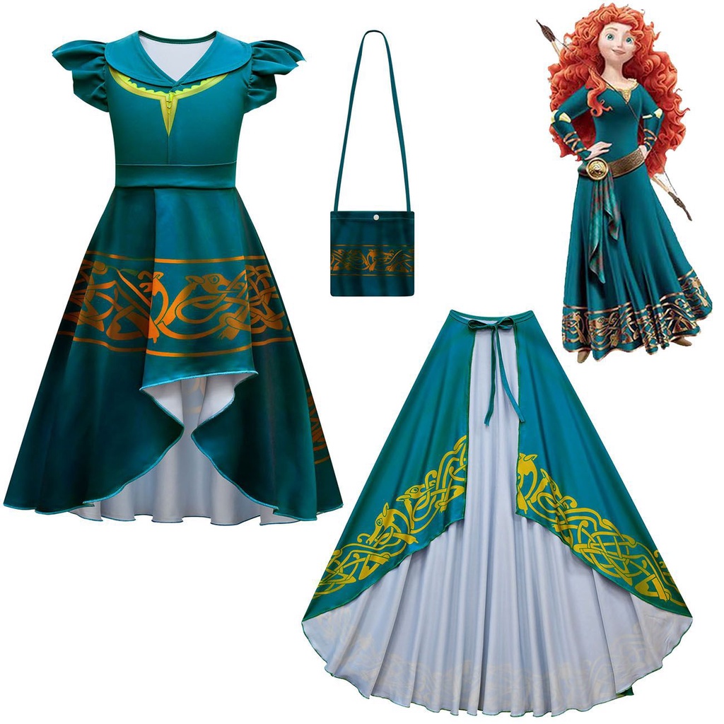 Brave Princess Merida Dresses for Girls Fancy Scotland Kingdom Merida