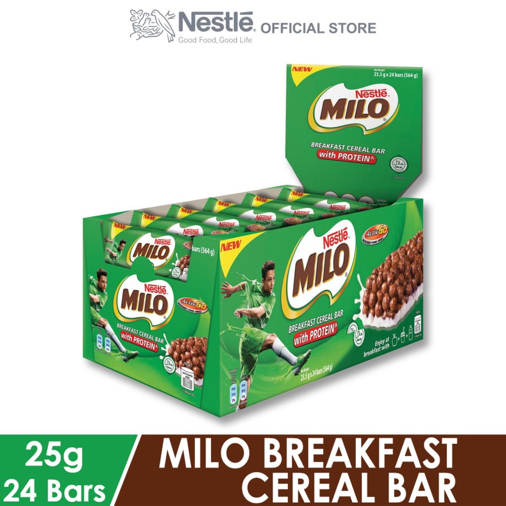NESTLE MILO BREAKFAST CEREAL BAR WITH PROTEIN 23.5G X 24BARS Shopee
