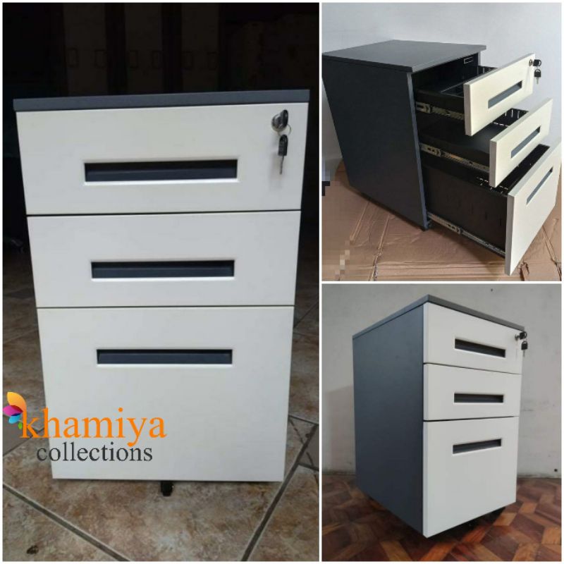 Twotone All Metal 3 Drawer Mobile Pedestal keylock & wheels