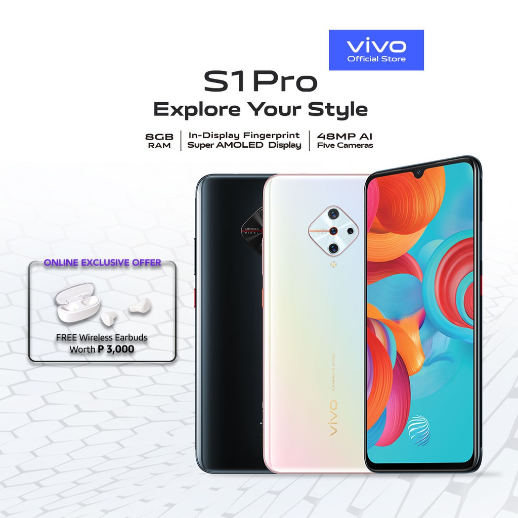Vivo S1 Pro 8GB+128GB 4500mAh 48MP AI Five Camera Smart Phone with free