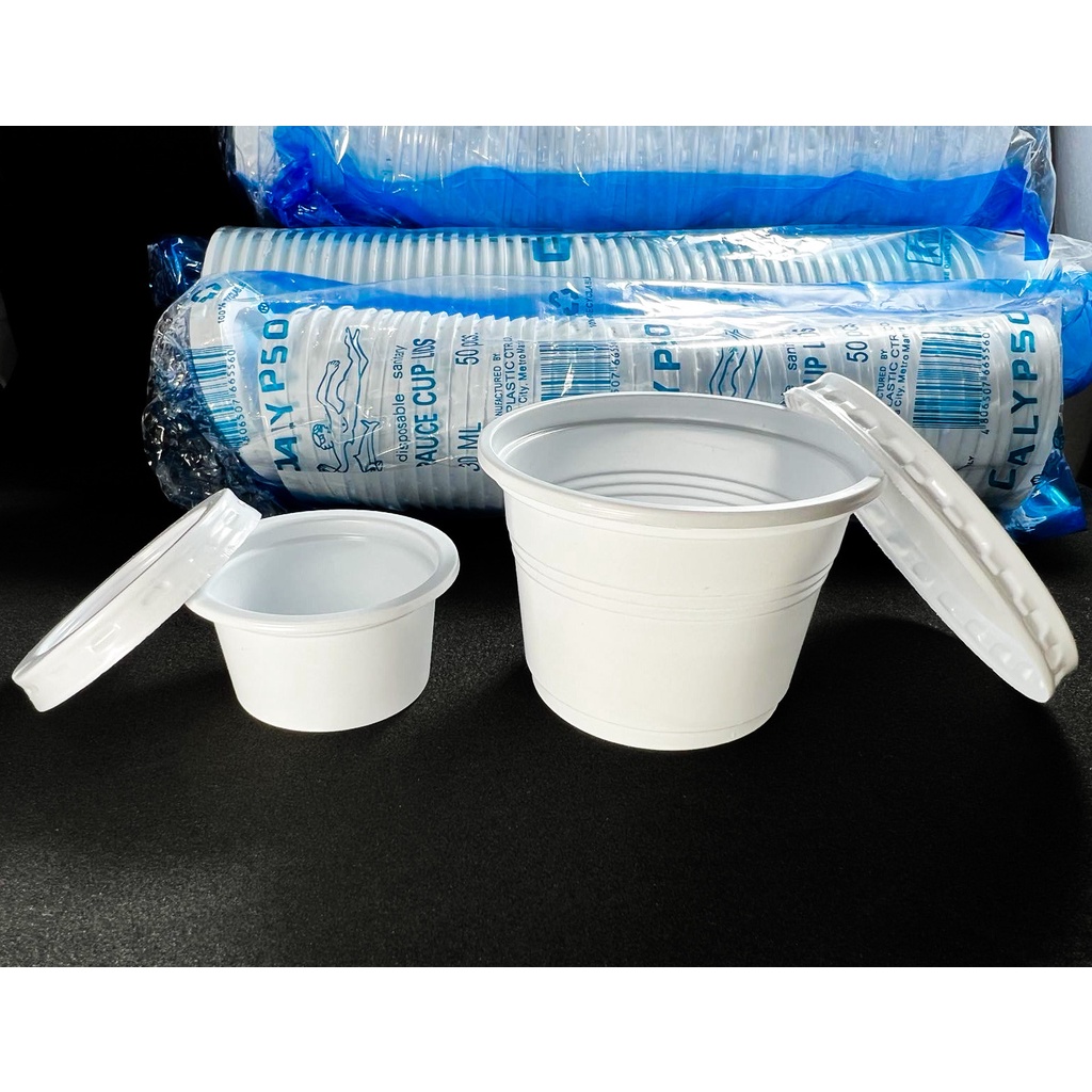 Plastic Disposable Sauce Cups/Salad Cups with lids 50pcs Shopee