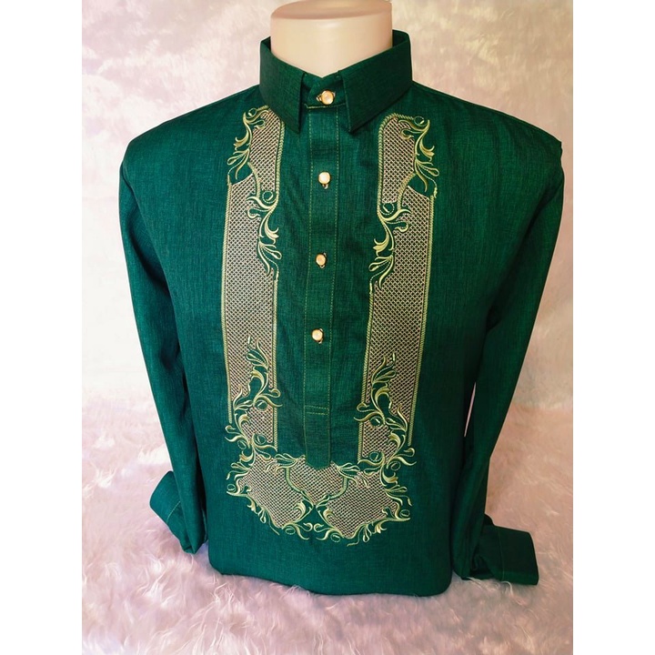 Polo Barong Long Sleeves Soft and Smooth Formal Wear (Tela with Burda