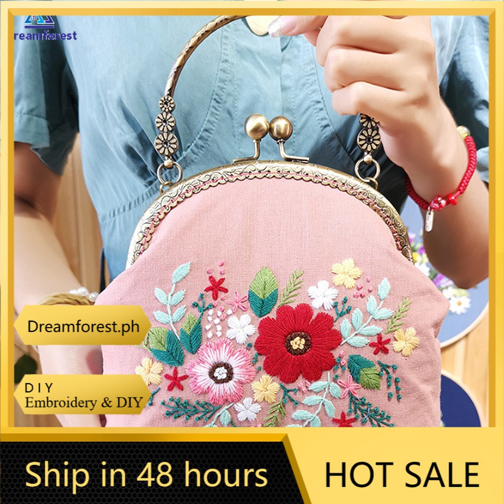 【DIY】DF Embroidery Bag Handcraft Kit Hand Bag Purse with Handle and