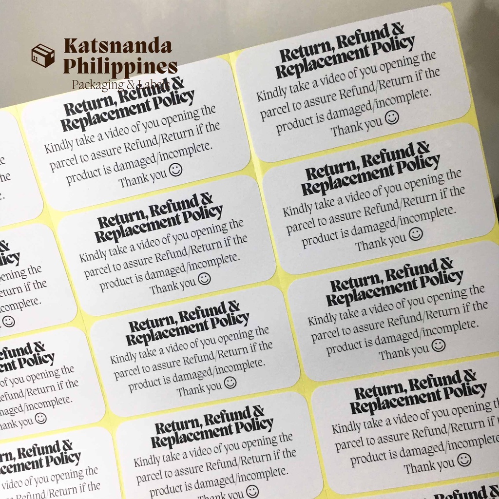 Return, Refund, and Replace Stickers 20 pcs Katsnanda Shopee