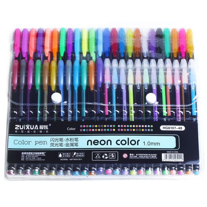 ZUIXUA 48 Gel Pens set, Color gel Glitter Metallic pens