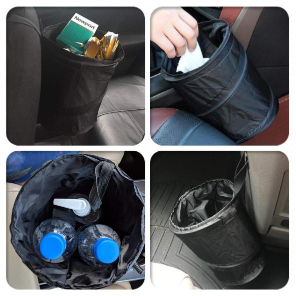 Car Trash Can Foldable hanging car trash can car storage QS Car Dustbin