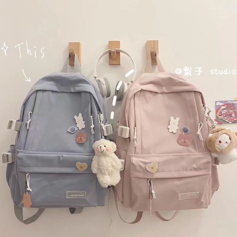 School Bag Korean Style Harajuku Ulzzang Women's Nylon Backpack Beg Sekolah Perempuan Shopee