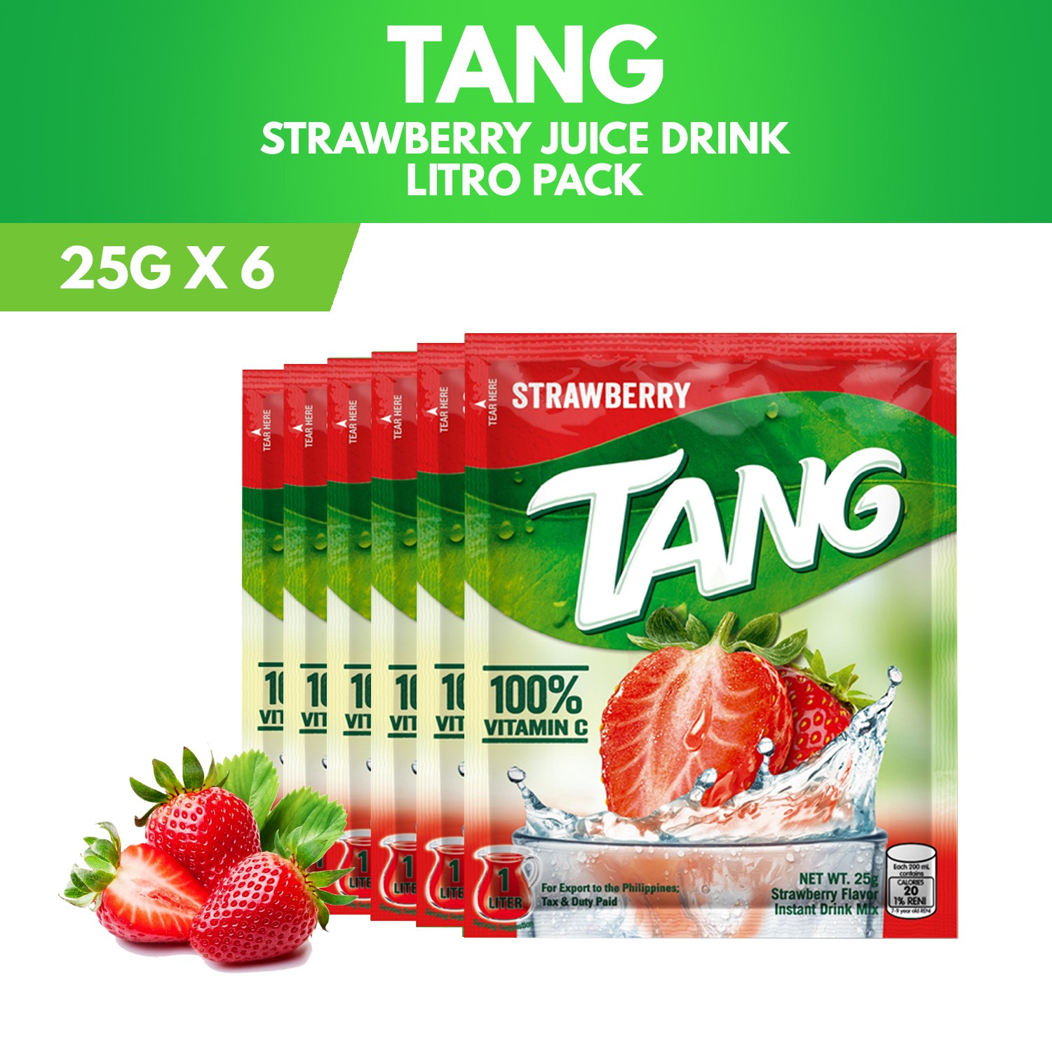 Tang Powdered Juice Strawberry Litro 20g Pack of 6 Shopee Philippines