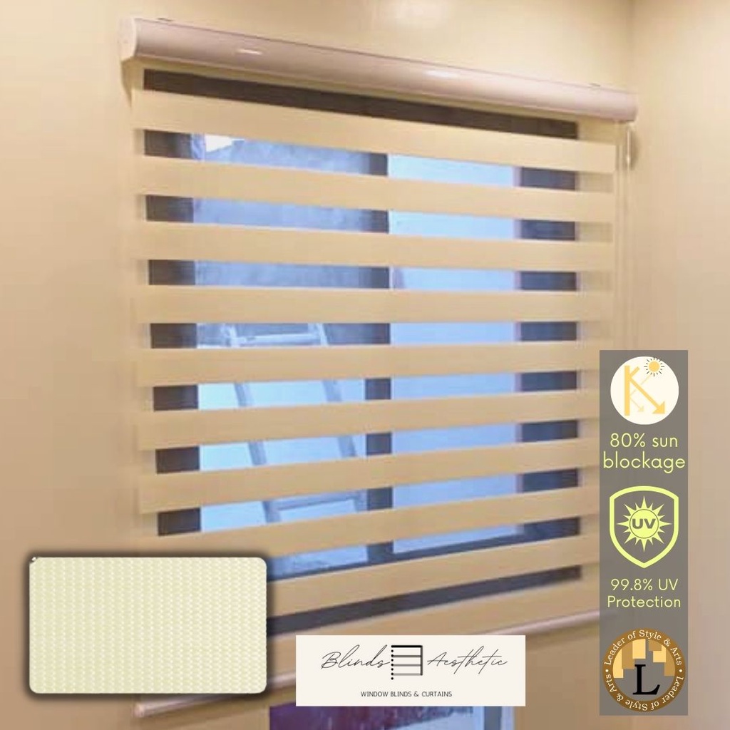 (W504 IVORY) WOOD Semi Blackout Korean Window Blinds LOSA we