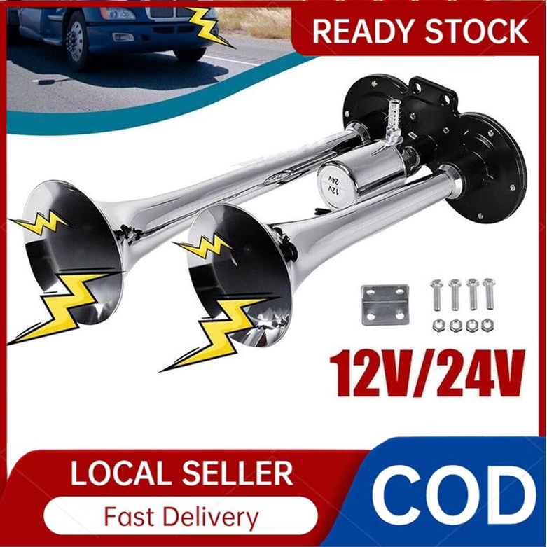 Super Loud Air Horn Dual Trumpet Truck 12v/24v Train Truck Car Kit