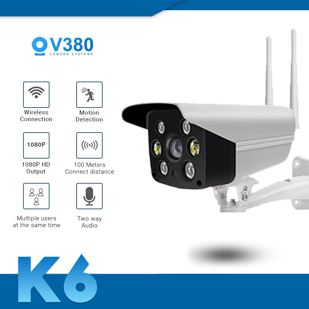 V380 K6 HD 1080P IP CCTV Camera Wifi Wireless Wired Connected Outdoor
