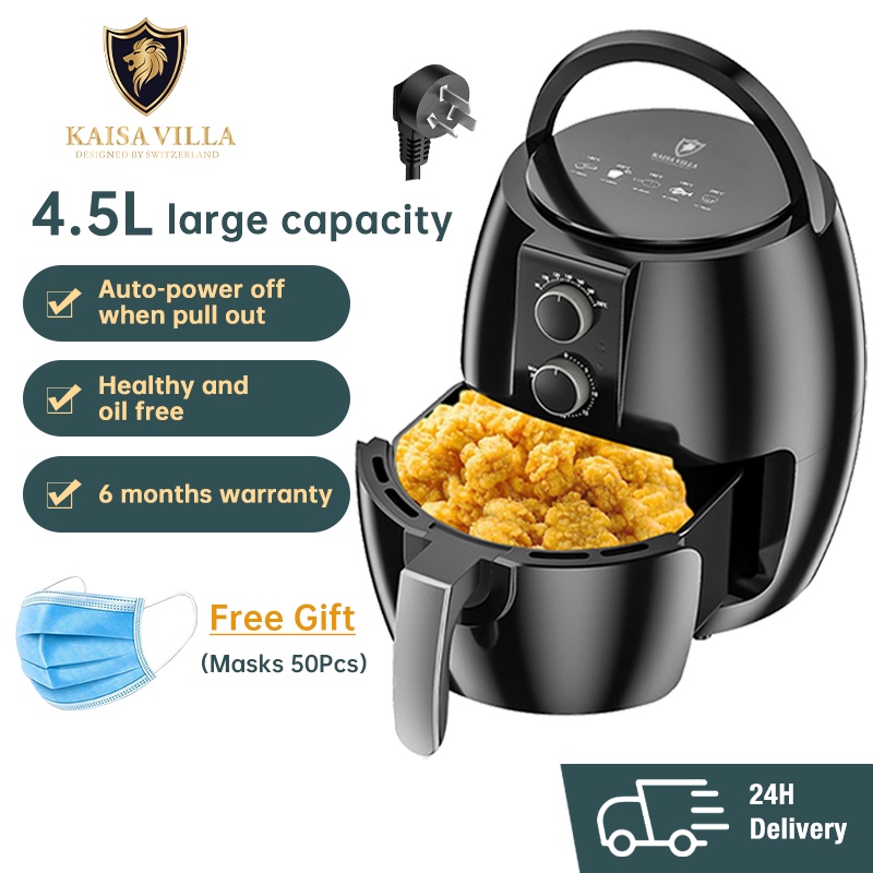 Kaisa Villa Air Fryer 4.5L Electric Fryer Oil Free Non Stick Pan Timer