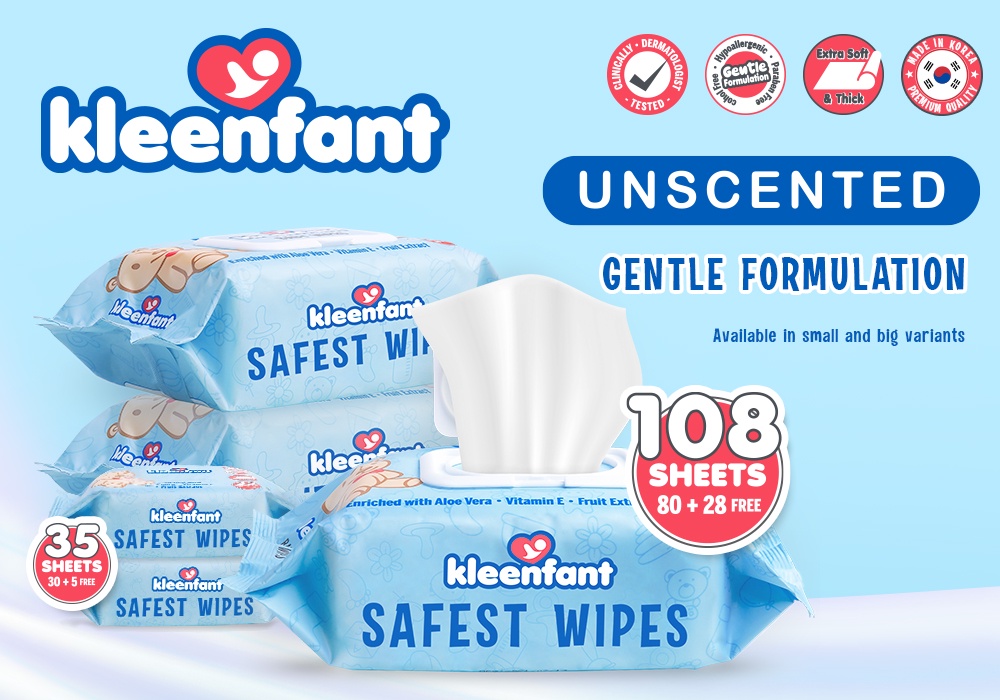 Kleenfant Baby Wipes Unscented 108 Sheets Box Set of 30 Newborn Wet