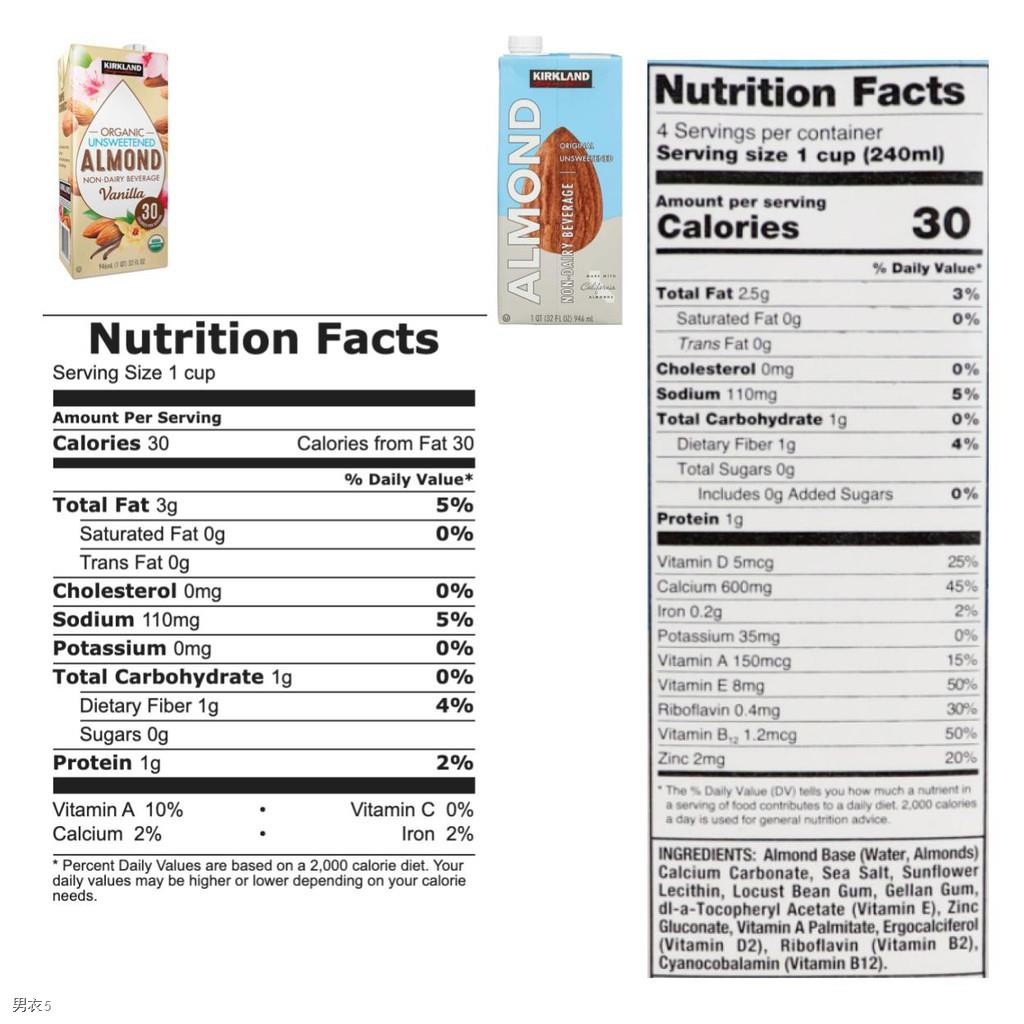 Kirkland Organic Unsweetened Almond Milk Nutrition Facts Blog Dandk