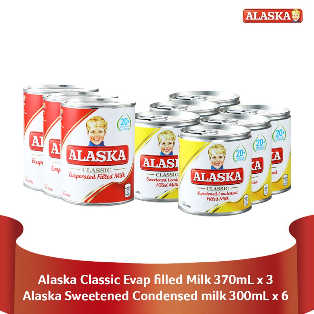 Alaska Christmas Pack 3 Evap Filled Milk 370mL, 6 Sweetened Condensed