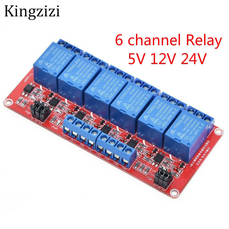 6 Channel Relay Module 5V 12V 24V High and Low Level Trigger Relay