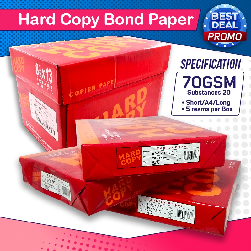 (PROMO PACKAGE) HARD Copy & COPY One 70gsm Bond Paper ShortA4Long