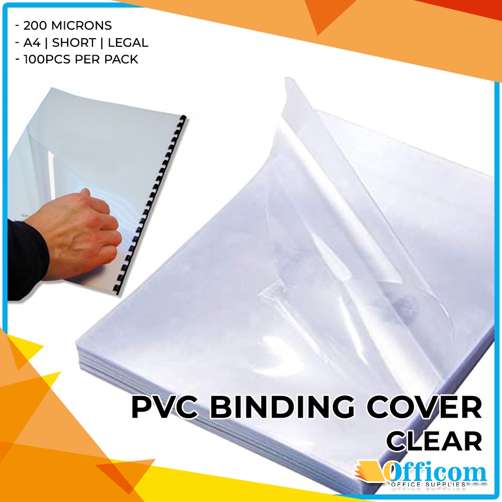 100pcs PVC Binding Cover Clear 200 Microns A4 Short Legal