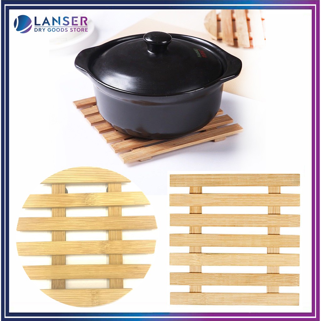 【LS】Multipurpose Bamboo Wooden Heat Pad Table Mat Heat Insulation Pot