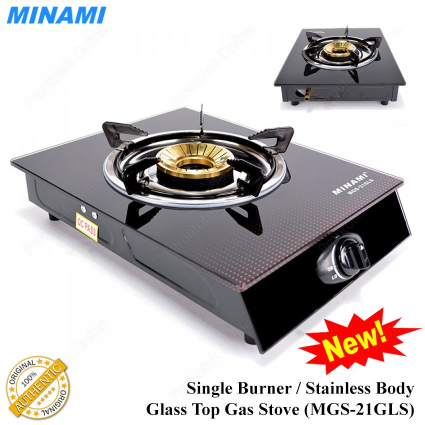 MINAMI Gas Stove Glass Top Single Burner (Glass/Black) Shopee Philippines