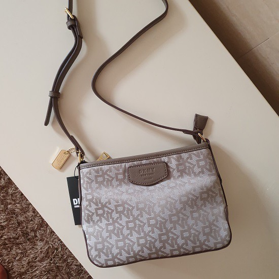 DKNY Ava Logo Canvas with Saffiano Leather Straps Grey Shopee Philippines