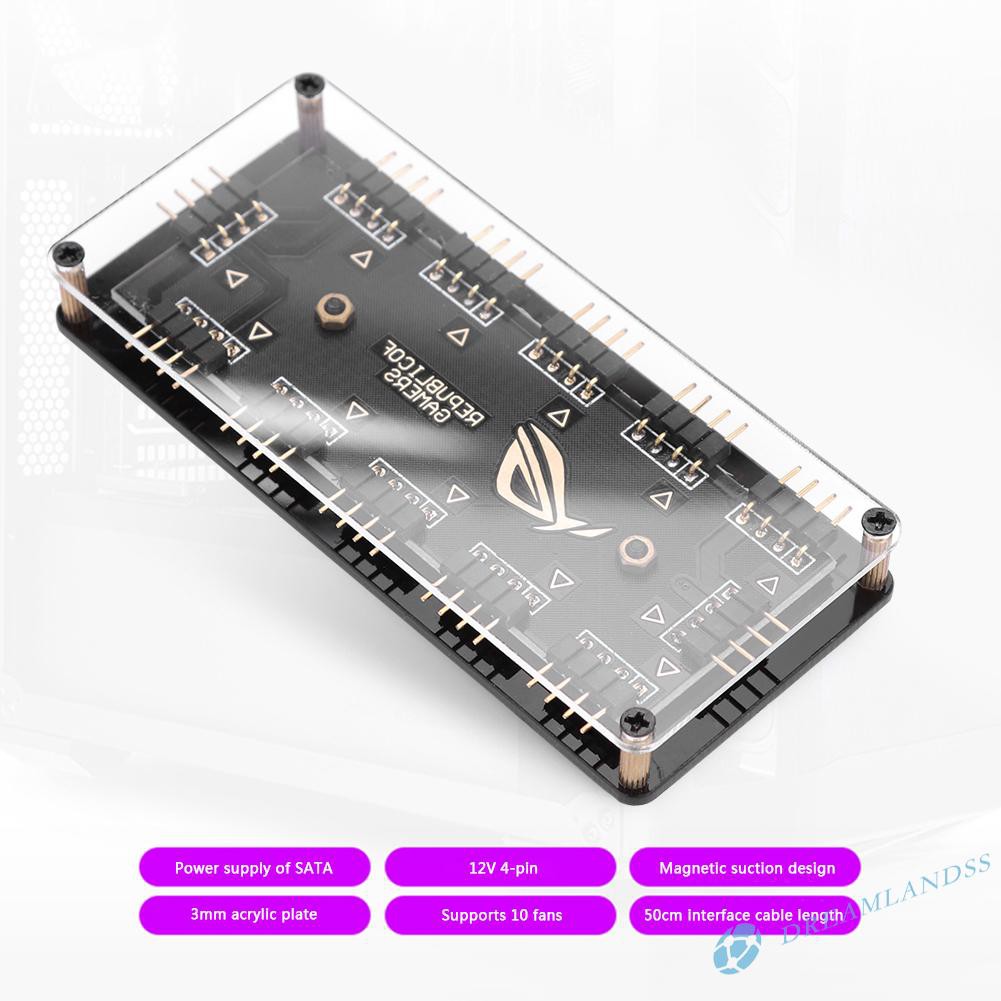 12V 4Pin 10 Ports RGB HUB 12V Motherboard RGB Controller 110 Splitter